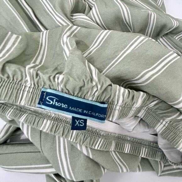 Shore Romper Womens XS Sage Green White Stripe Strapless Beach - Picture 10 of 11
